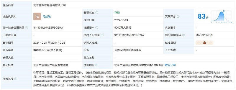 注冊(cè)資本5000萬(wàn)！中電建生態(tài)環(huán)境集團(tuán)在北京成立水務(wù)建設(shè)公司